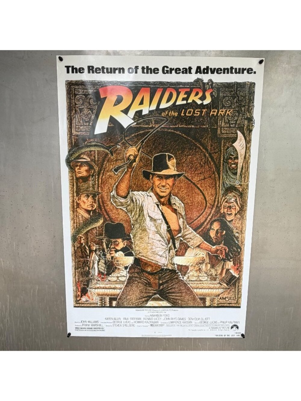 Vintage 1994 Raiders of the Lost Ark Poster Zig Zag Reprint Amsel Art 27x40